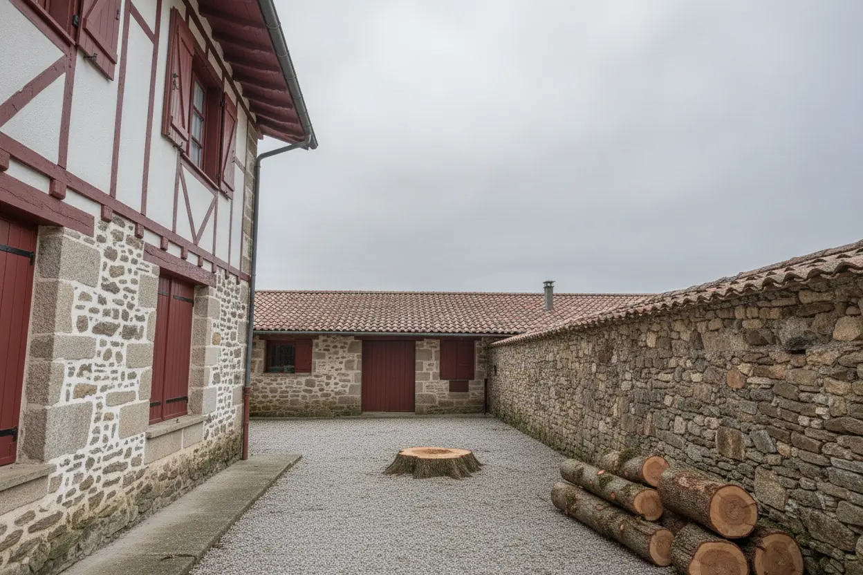 Cour dégagée et souche nette après abattage près de Bayonne