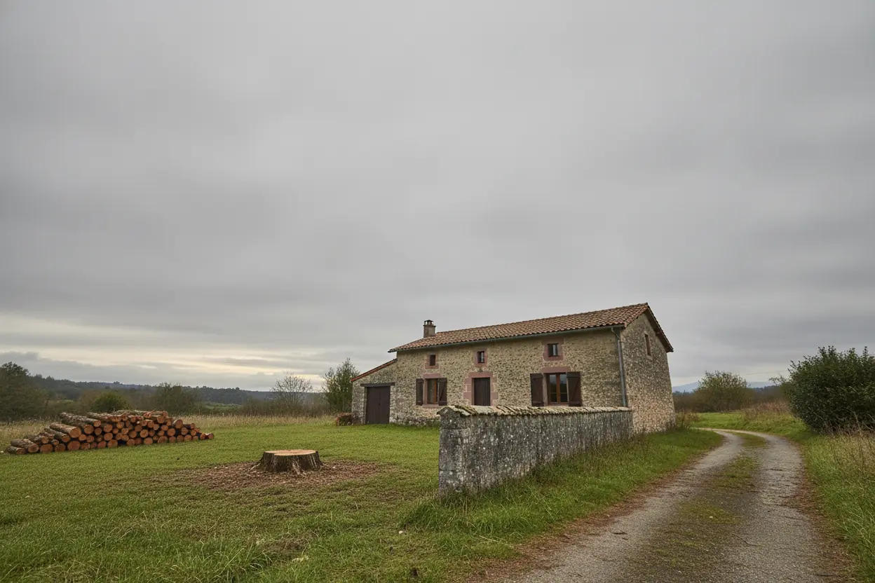 Terrain sécurisé avec souche rase après démontage du pin à Bassussarry